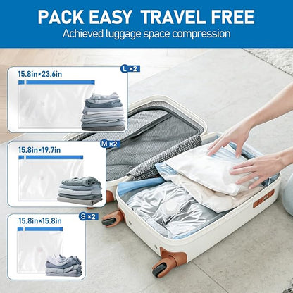 VMstr Vacuum Seal Bags for Clothing Travel, Vacuum Storage Bags with USB Electric Pump, Compression Space Saver for Luggage S