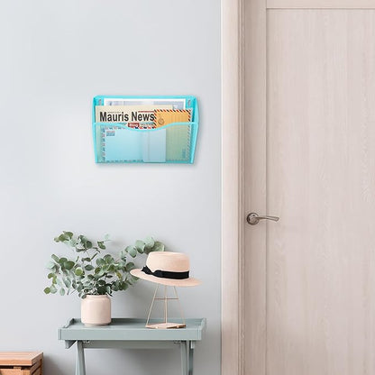 EASEPRES 3 Single Pocket Mesh Hanging File Organizer, Vertical Wall Mounted Magazine File Holder, Mount Basket Mail Paper Doc