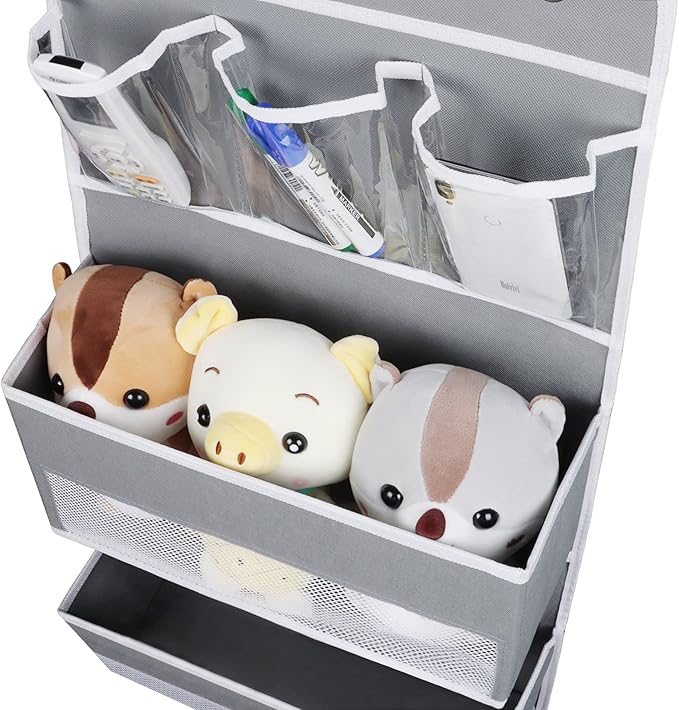 Univivi Door Hanging Organizer Nursery Closet Cabinet Baby Storage with 4 Large Pockets and 3 Small PVC Pockets for Cosmetics