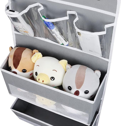 Univivi Door Hanging Organizer Nursery Closet Cabinet Baby Storage with 4 Large Pockets and 3 Small PVC Pockets for Cosmetics