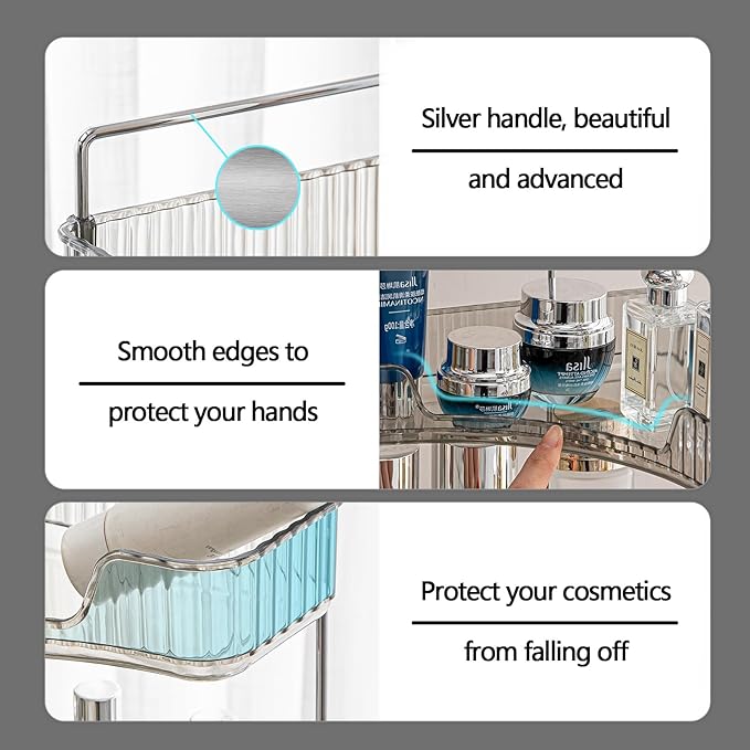 shuang qing 3-Tier Corner Bathroom Counter Organizer – Classic Storage Shelf for Makeup, Perfume & Toiletries, Space-Saving C
