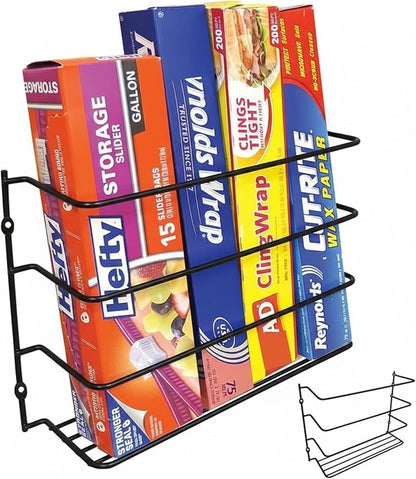 Evelots Kitchen Wrap Organizer - 2 Pack - Hold up to 4 Plastic, Foil, Paper, Wax - Cabinet Door, Wall Rack Basket - Sandwich,