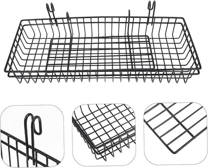 2pcs Metal Wire Wall Mount Baskets Grid Wall Storage Basket for Office Kitchen Bathroom