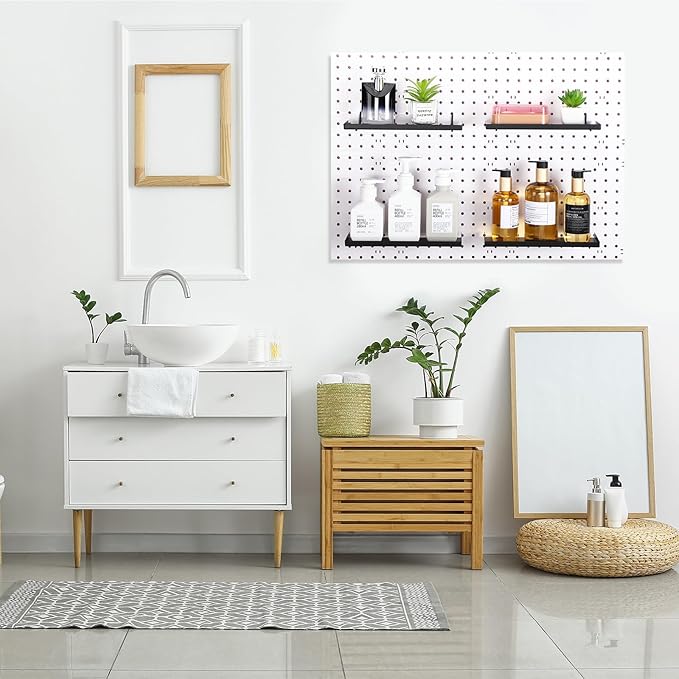 Lineshading 4 Pcs Pegboard Shelves, 12 x 5 Inch Metal Shelf Brackets Pegboard Tray Accessories Wall Organizer for Craft Room 