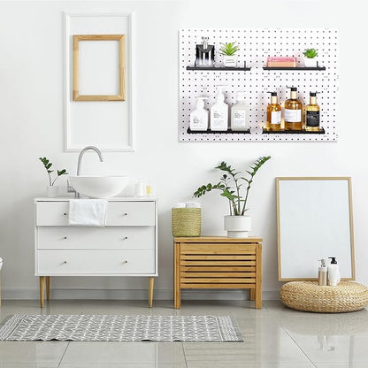 Lineshading 4 Pcs Pegboard Shelves, 12 x 5 Inch Metal Shelf Brackets Pegboard Tray Accessories Wall Organizer for Craft Room 