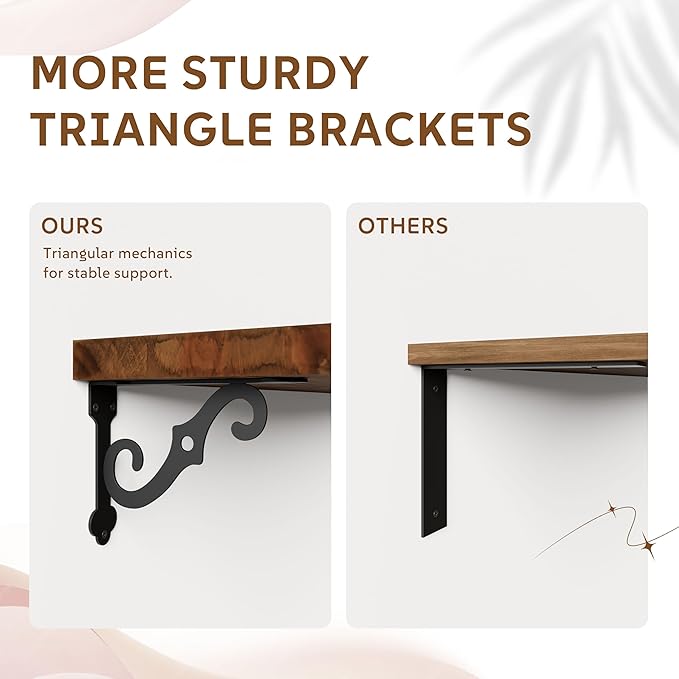Solid Wood Floating Shelves for Wall with Metal Brackets,2 Tier 36 inch Pinewood Wall Shelf,Suitable for Multiple Places Such