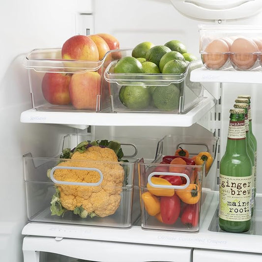 Oggi Cabinet/Drawer High Wall Storage Bin - 14" x 5", Clear/Gray, Ideal for Kitchen Organization, Pantry Storage, Fridge Orga
