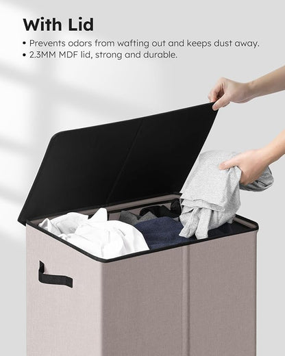 SOLEDI Laundry Hamper with Lid 130L Large & Tall Collapsible Laundry Basket, Clothes Hamper with Bag Removable Easy to Carry,