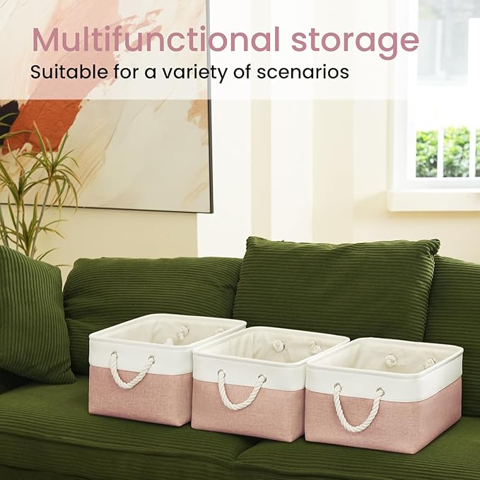 Large Storage Baskets- 15.7x11.8x8.26 inch Storage Bins for Shelves and Closet Organizing, Foldable Fabric Bin for Home Organ