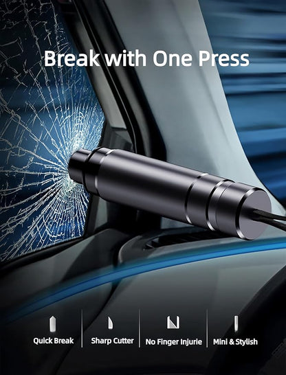 Car Safety Hammer Glass Breaker, Seatbelt Cutter, Under Water Window Breaker, Emergency Escape Tool, Car Accessories, Silver&