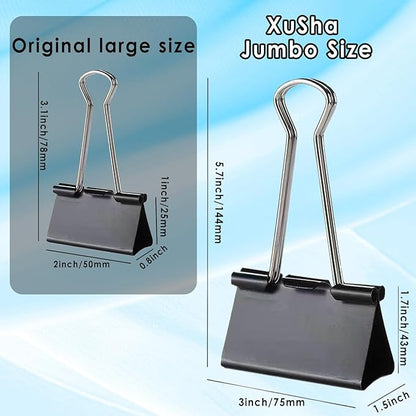 36PCS Jumbo Binder Clips 3 Inch, Black, Binder Clips Extra Large Heavy Duty for Office Supplies