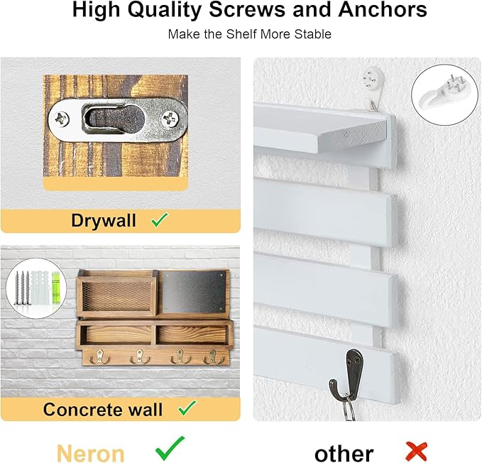 Key Holder for Wall, Mail Organizer Wall Mount with Key Hooks and Wallet Holder, Sunglasses Storage and Dog Leash Hanger, Dec