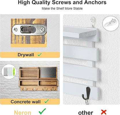 Key Holder for Wall, Mail Organizer Wall Mount with Key Hooks and Wallet Holder, Sunglasses Storage and Dog Leash Hanger, Dec