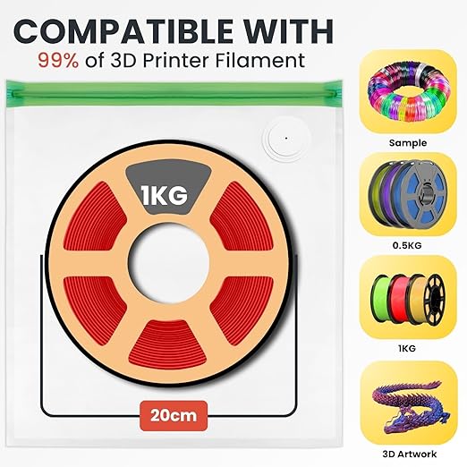 3D Printer Filament Storage Bags Vacuum Storage Bags Kit 3D Printer Accessories with Storage Bags (13x15 inches), Desiccants,
