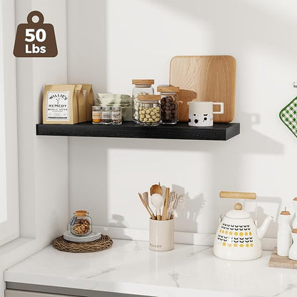 Fun Memories 12 Deep Floating Shelves for Wall | 30W x 12D Large Floating Shelves | 3 Pack Storage Space Wall Mount Shelf for