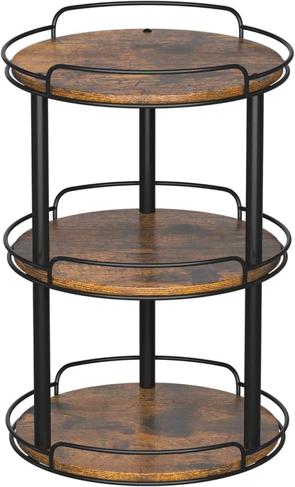 LAMU 12.2'' Wood Lazy Susan Turntable Organizer for Cabinet, 3 Tier Lazy Susan Spice Rack Organizer for Kitchen, Table Top, C