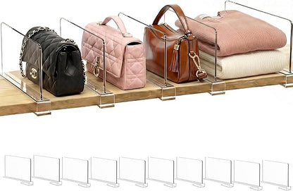 Shelf Dividers Purse Organizer for Closet: 6-inch Tall(Shorter Version) Acrylic Handbag Organizer - Small Space Separator for