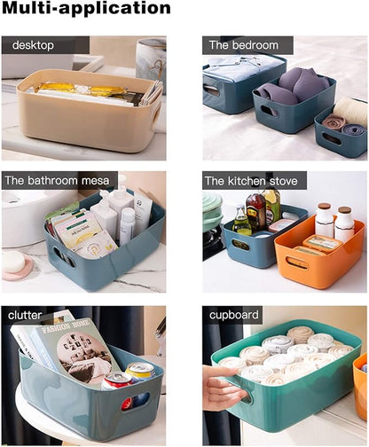 OWill 7 Pcs 2.1 L Plastic Storage Bins and Baskets for Efficient Home Classroom Organization Small Containers in Multicolour 