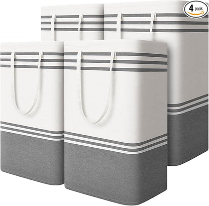 4 Pack Large Laundry Baskets, Laundry Hampers, Freestanding Waterproof Collapsible Clothes Bag with Extended & Reinforced Han