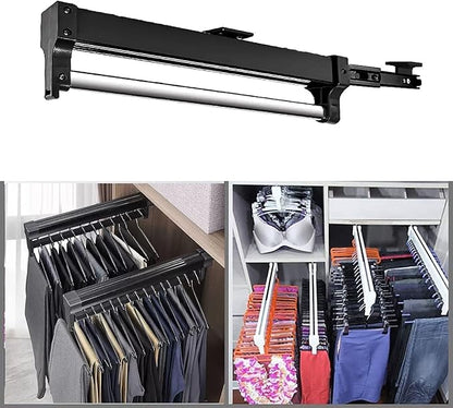 Adjustable Extendable Clothes Rail - Stainless Steel Pull-Out Closet Rod, Collapsible Clothing Organizer for Balcony, Mudroom