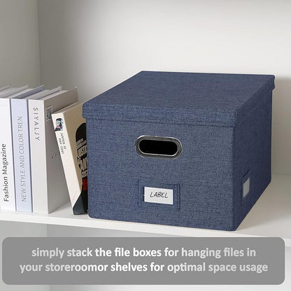 File Organizer Collapsible Storage Box for Office File Box with Lids Document Organizer for Office and Home Easy Slide Durabl