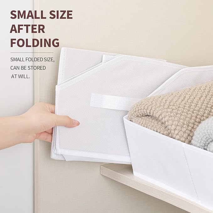 Homsorout Storage Bins for Shelves - Small Trapezoid Closet Shelf Organizer, Fabric Organization Bins with Handles, Storage B