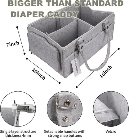 XUANGUO Baby Diaper Caddy Organizer with Handle - Gender Neutral Nursery Storage Bin Basket - Portable Tote Bag - Car Organiz