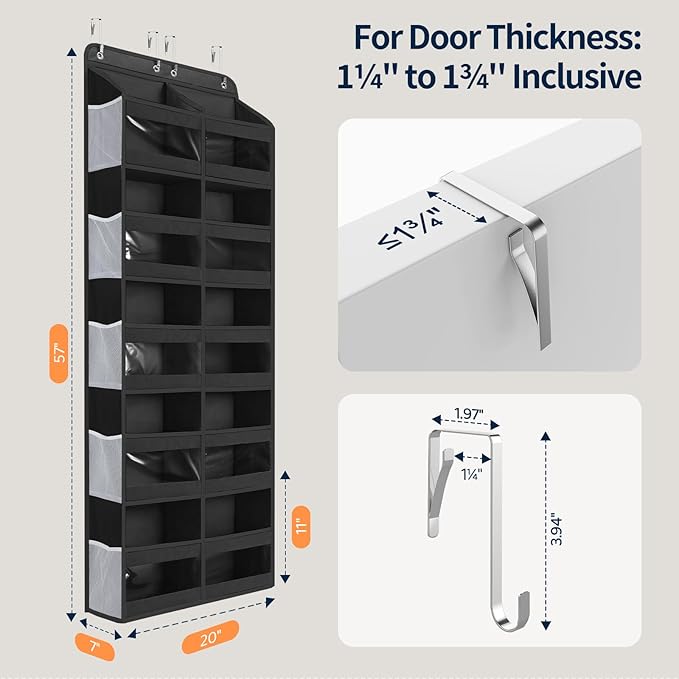 Yecaye 5-Tier Over The Door Organizer Dual-Column, 80lbs Load Over the Door Storage of 10 Compartments, Heavy Duty Extra Larg