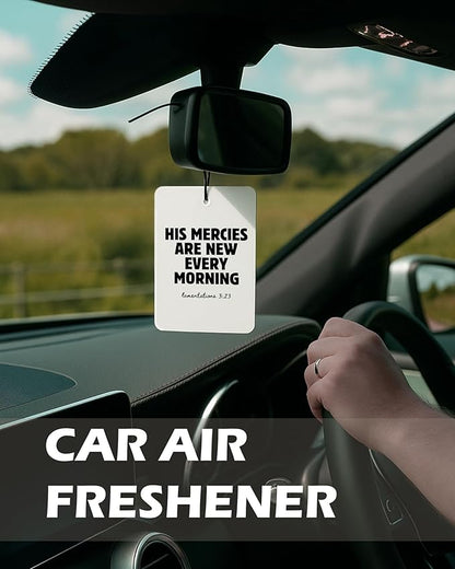 Cute Black Christian Car Air Freshener 4 Pcs, Preppy Floral Religious Bible Verse Hanging Air Freshener for Cars Bathroom Dor