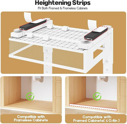 Under Sink Organizer, 2-Tier Dual Pull Out Cabinet Organizer Drawers With Smooth Circular Rail, Large Capacity Metal Mesh Sli