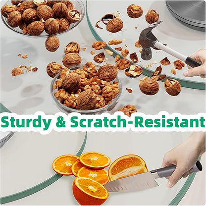 Lazy Susan 30.7 inch Glass Turntable Dining Table Large Round Serving Plate Tabletop Rotating Tray with Swivel Assist System 