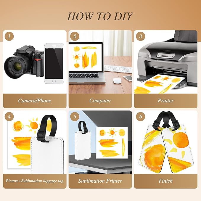 Frienda 8 Pieces Sublimation Luggage Tags Bulk PU Leather Name Label Blank Suitcase Heat Transfer Bag Card Business ID Card H