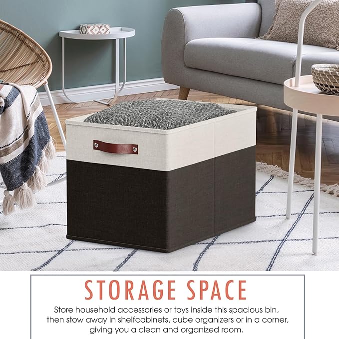 Ornavo Home 13 x 15 x 13 Kallax Storage Cube Bins, Foldable Collapsible Fabric Storage Bins Box Linen Shelf Basket Cube Organ