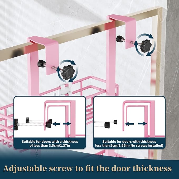 Consumest Over The Door Shower Caddy - 5 Tier Adjustable Shower Organizer Hanging with 2 Toothbrush Holders & 4 Hooks, Rustpr