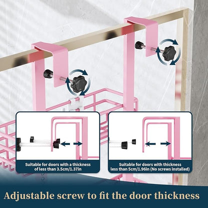Consumest Over The Door Shower Caddy - 5 Tier Adjustable Shower Organizer Hanging with 2 Toothbrush Holders & 4 Hooks, Rustpr