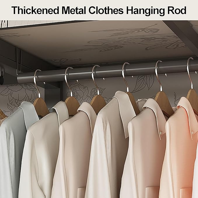 Portable Foldable Wardrobe Closet with Cover, Metal Garment Rack for Clothes Storage, Space-Saving Organizer for Bedroom, 151
