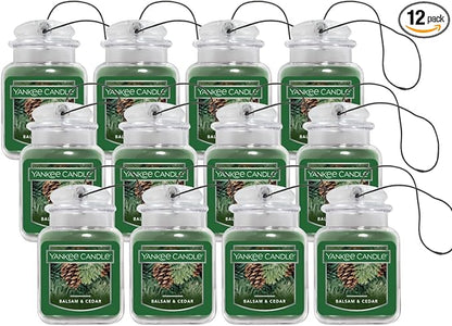 Yankee Candle Car Air Fresheners, Hanging Car Jar Ultimate, Neutralizes Odors Up To 30 Days, Balsam & Cedar, 0.96 OZ (Pack of