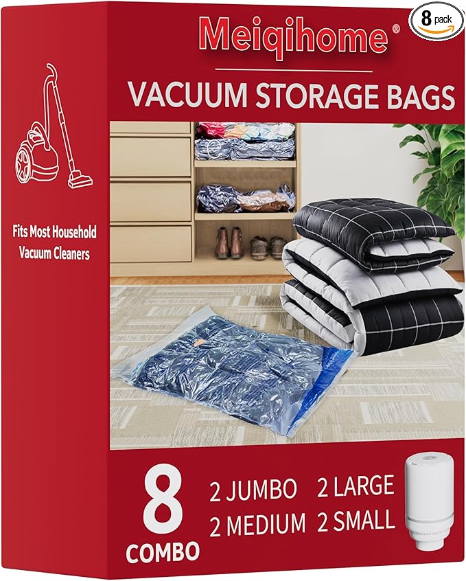 Vacuum Storage Bags With Electric Pump, Space Saver Sealer Bags,Vacuum seal bags for clothing, Pillows, Comforters, Blankets,