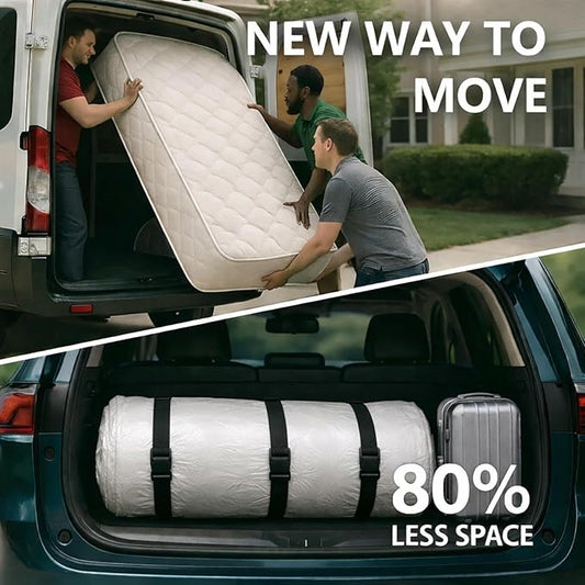 Memory Foam Mattress Vacuum Bag for Moving and Storage – Heavy Duty Compression Bag with Straps, Vacuum Bag for Memory Foam M