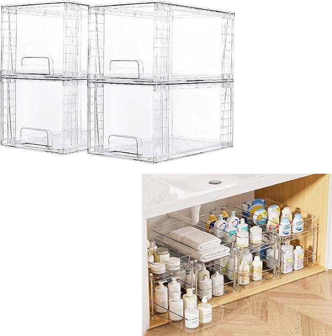 Vtopmart 4 Pack Drawers and 4 Pack Under Sink Organizer