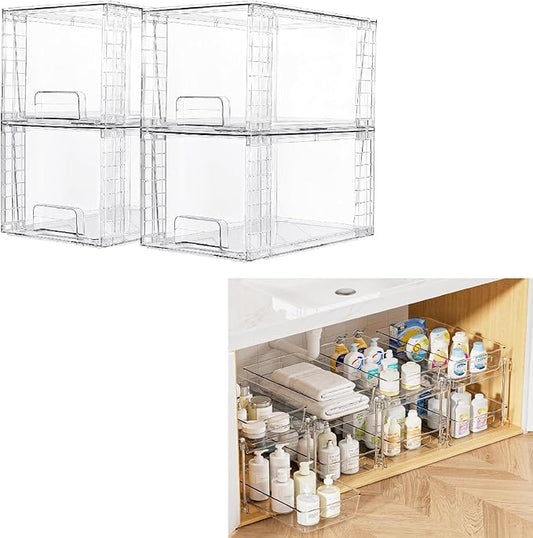 Vtopmart 4 Pack Drawers and 4 Pack Under Sink Organizer