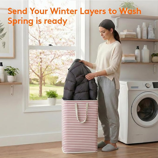 Lifewit 2 Pack Laundry Basket 80L Each, Collapsible Clothes Hamper with Reinforced Handles, Freestanding Waterproof Design fo