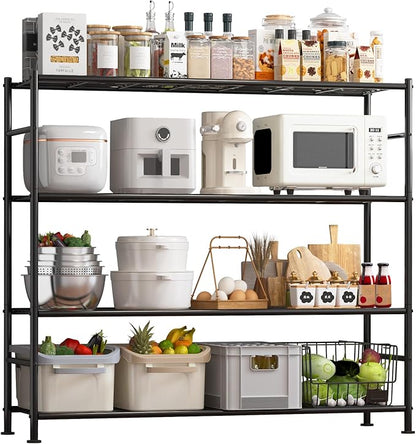 Sakugi Storage Shelves - 4 Tier Shelf Organizer, Heavy Duty Garage Shelving Unit with Leveling Feet, Stable Metal Shelves Org
