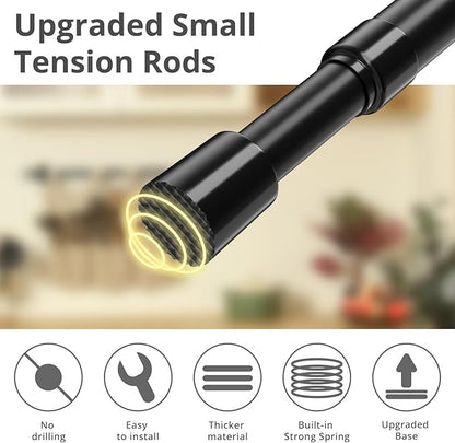 2 Pcs Tension Rod, OEH Tension Curtain Rod, No Drilling Rustproof Tension Rods for Windows 28 to 48 inch, Spring Adjustable T