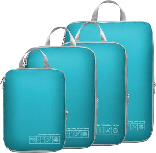 Cambond Compression Packing Cubes for Travel - Lightweight Expandable Travel Bags Luggage Organizers Travel Essentials Compre