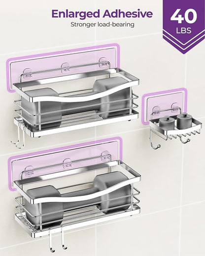 ODesign Shower Caddy 3 Pack-Shower Organizer Shelves Rack Rustproof SUS304 Stainless Steel for Bathroom Storage&Kitchen-No Dr