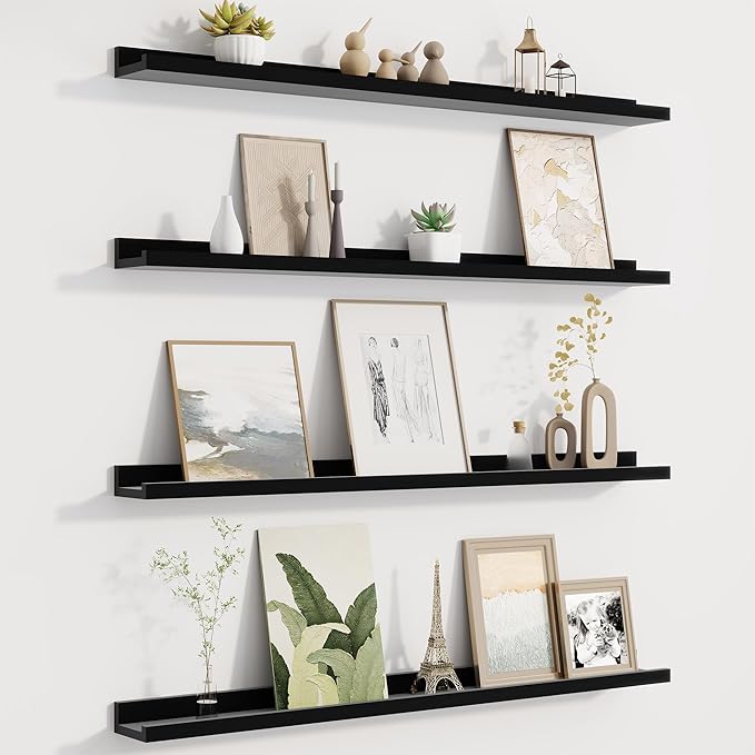 Fun Memories Picture Ledge Shelf for Wall, Floating Shelves Set of 4, 36 Inch Long Nursery Book Shelves for Toys Storage, Kid