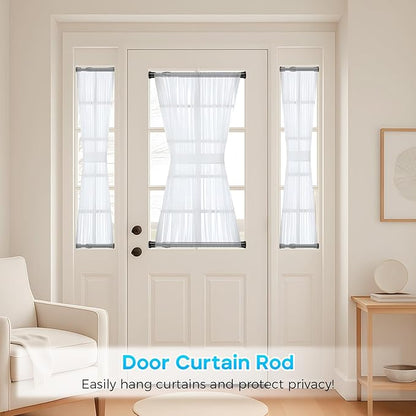 Tension Curtain Rod 28-48 inch Small Tension Rods Black Adjustable Spring Tension Curtain Rods 4PCS Mini Curtain Rod Short fo