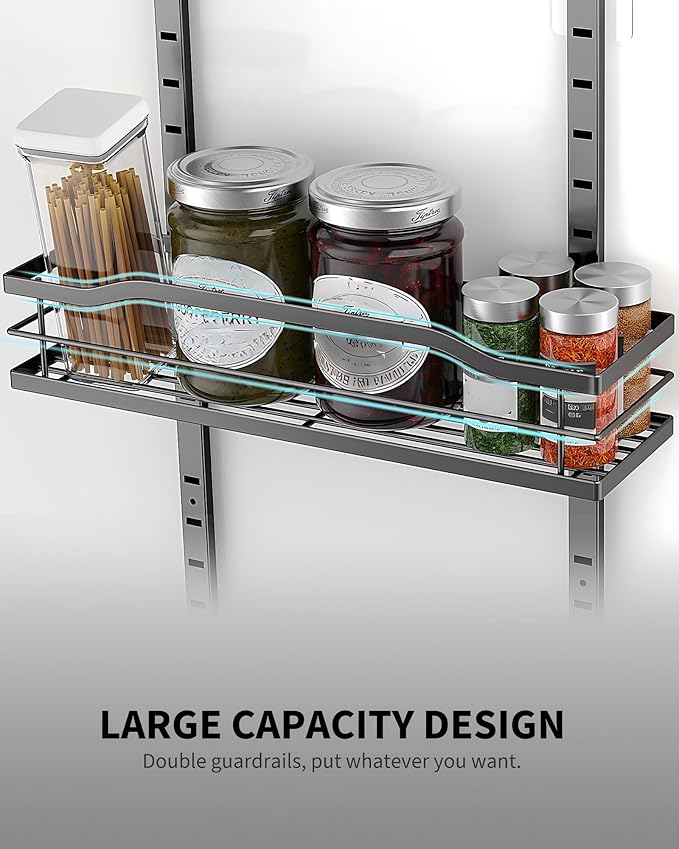 Moforoco 9-Tier Over The Door Pantry Organizer, Pantry Organization and Storage, Black Hanging Basket Wall Spice Rack Seasoni