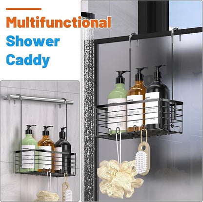 YUOROS Hanging Shower Caddy, Over the Door Shower Organizer Rack 304 Stainless Steel Rustproof Bathroom Storage Shampoo Holde